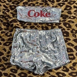 FOREVER 21 Diet Coca Cola Bandeau & Shorts Set 🩶❤️